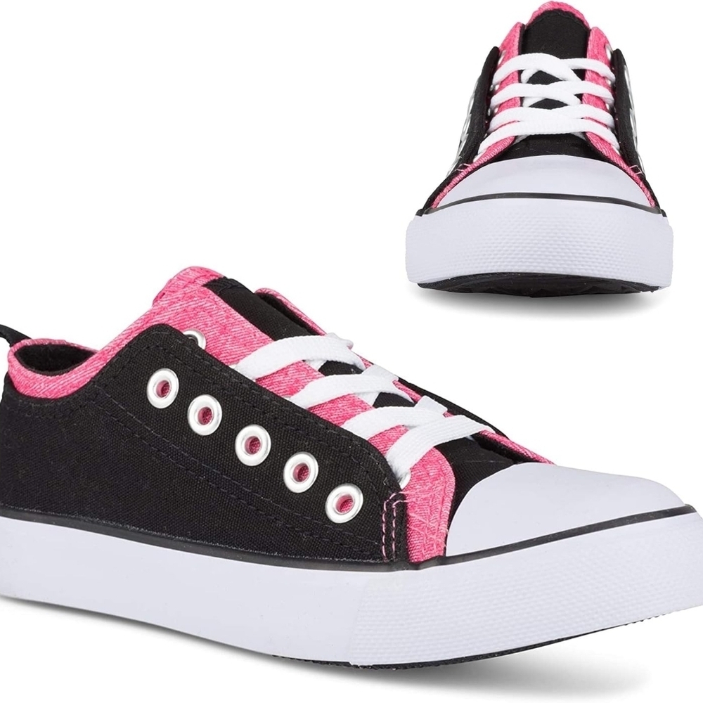 Twisted Woman Canvas KIX Double Upper Lo-Top Sneaker Black/NEONPINK Size 6